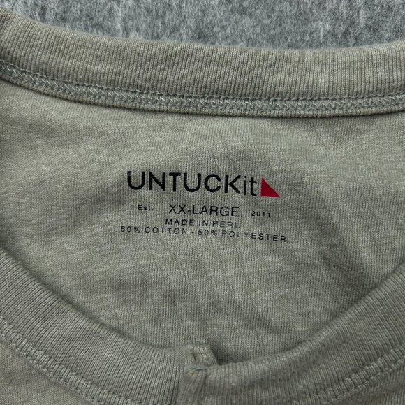 Untuckit Pullover Long Sleeve Henley Shirt Men's Size XXL Albarino Gray - Picture 3 of 10